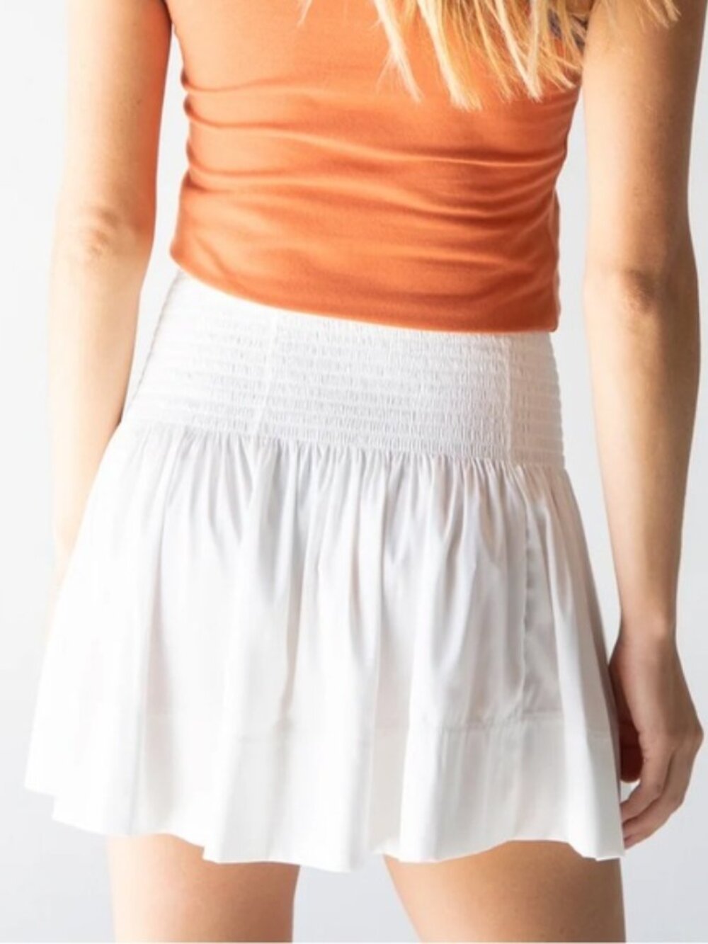 NWT NATURAL LIFE White Satin Mini Skort with Smocked Waist Small - Picture 3 of 8